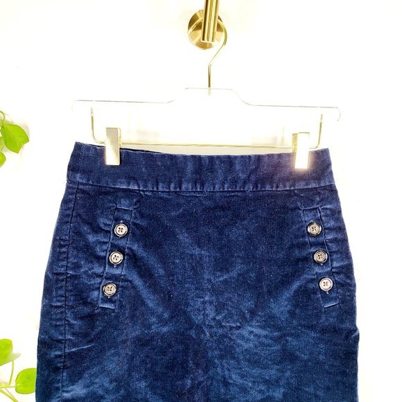 Navy Corduroy Mini Skirt XS 2 Blue High Waist Pencil Sailor Mini BANANA REPUBLIC - Picture 4 of 8